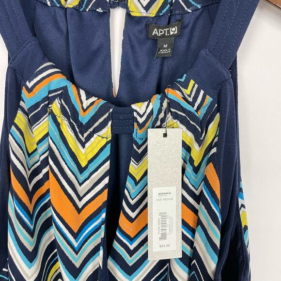 Apt. 9 | NWT Colorful Chevron Print Halter Neck Faux Wrap Stretch Knit Dress - Picture 8 of 10